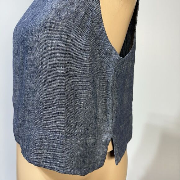 Sigrid Olsen 100% Linen Top Women’s size L Large Sleeveless Blue NWT - Picture 3 of 9